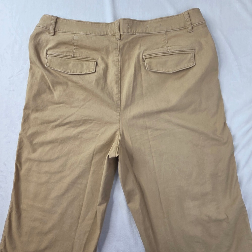 Loft Pants Women 14 Tan Wide Leg Chino Trousers Excellent - Picture 2 of 11